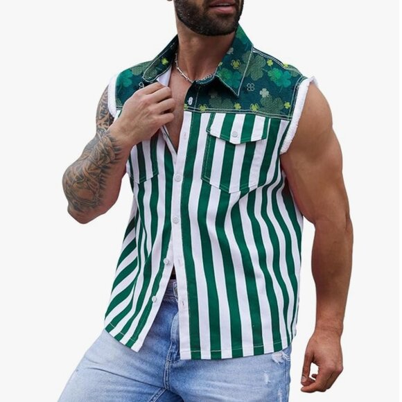 St. Patricks Day Men's Jean Vest - Picture 2 of 4